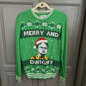 Green Merry and Dwight Sweater The Office Mens Small